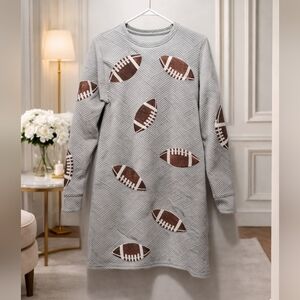 NWOT Boutique Size Medium Gray Football Patterned Dress